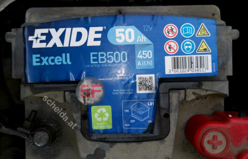 "Alte" 50 Ah Exide Autobatterie mit Plattenschlssen 