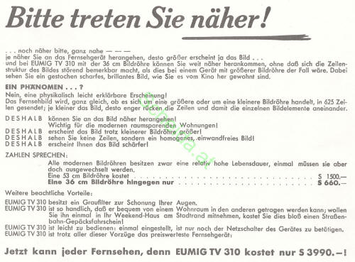 Infoblatt zum EUMIG TV310