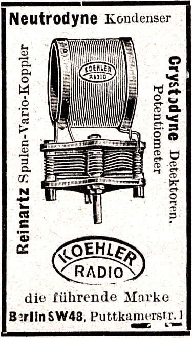 Werbeauszug Helios 1924 Neutrodyne Kondensators