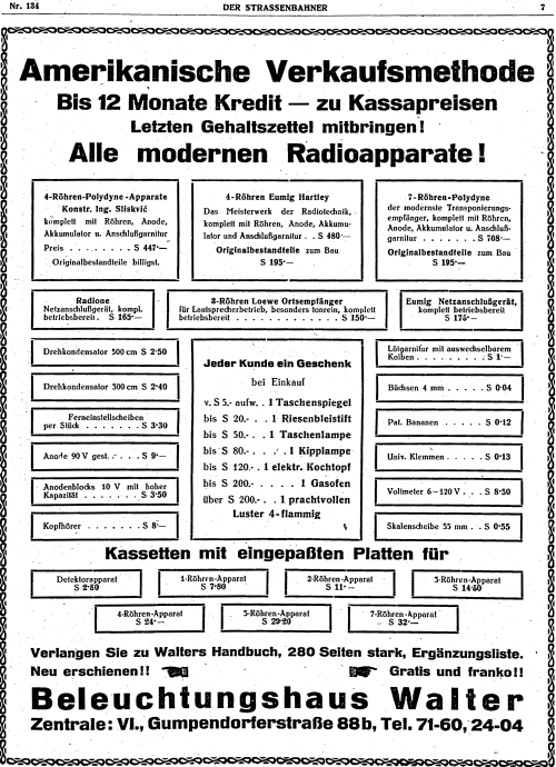 Werbeschaltung im >Der Straenbahner< vom Sonntag den 15. April 1928