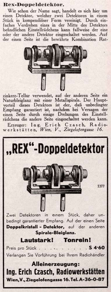 REX Doppeldetektor von Czasch aus dem Mrz 1932 gem dem Radio-Amateur