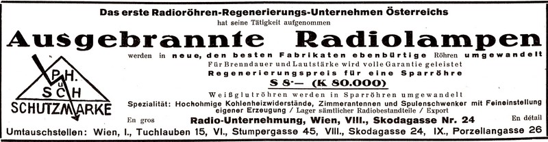 Radio-Unternehmung, Wien Skodagasse 24, 1925 