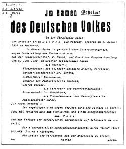 Todesurteil 1942 in VERBINDUNG mit Rundfunkverbrechen