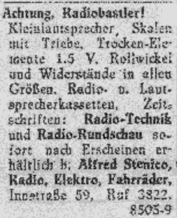 Alfred Stenico, Radio-Elektro-Fahrrder, 